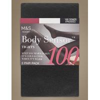 M&S Collection 2 Pair Pack 100 Denier Body Sensor Opaque Tights