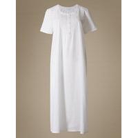 M&S Collection Embroidered Dobby Short Sleeve Nightdress