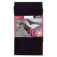 M&S Collection 2 Pair Pack 100 Denier Body Sensor Opaque Tights