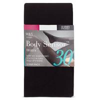 ms collection 3 pair pack 30 denier body sensor opaque tights