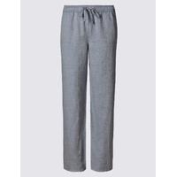 ms collection linen blend herringbone wide leg trousers