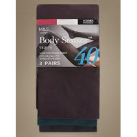 M&S Collection 3 Pair Pack 40 Denier Body Sensor Opaque Tights