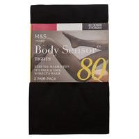 M&S Collection 2 Pair Pack 80 Denier Body Sensor Opaque Tights