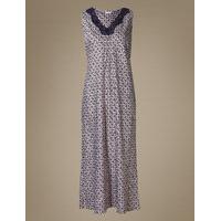 ms collection satin geometric print built up shoulder nightdress