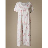 M&S Collection Cotton Blend Printed Pintuck Nightdress