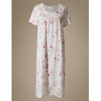 ms collection cotton blend printed pintuck nightdress