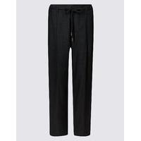 M&S Collection Linen Rich Belted Tapered Leg Trousers