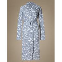 ms collection pure cotton floral print waffle dressing gown