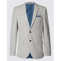 M&S Collection Striped Pure Cotton Tailored Fit Jacket