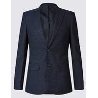 ms collection navy textured slim fit jacket