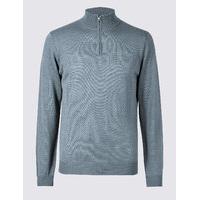 ms collection merino wool blend zipped jumper