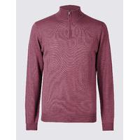 ms collection merino wool blend zipped jumper