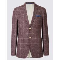 ms collection luxury linen blend tailored fit jacket