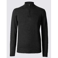 M&S Collection Merino Wool Blend Zipped Jumper