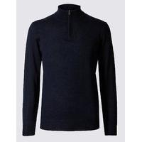 ms collection merino wool blend zipped jumper