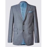 M&S Collection Luxury Blue Textured Regular Fit Wool Jacket