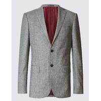 M&S Collection Luxury Grey Textured Tailored Fit Wool Jacket