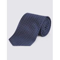 M&S Collection Pure Silk Spotted Textured Tie