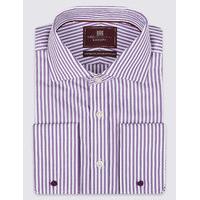 ms collection luxury 2in longer pure cotton striped shirt