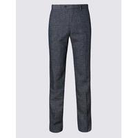 M&S Collection Grey Linen Miracle Regular Fit Trouser