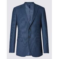 ms collection luxury blue regular fit wool jacket
