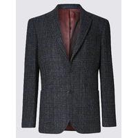 ms collection luxury pure wool tailored fit harris tweed jacket