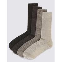 M&S Collection 4 Pairs of Lambswool Rich Socks