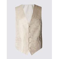 M&S Collection Pure Silk 5 Button Waffle Textured Waistcoat