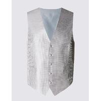 M&S Collection Pure Silk 5 Button Waffle Textured Waistcoat