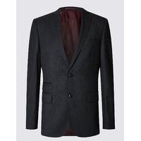 M&S Collection Luxury Charcoal Textured Slim Fit Wool Jacket