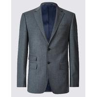 M&S Collection Luxury Grey Textured Regular Fit Wool Jacket