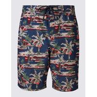 M&S Collection Quick Dry Palm Print Swim Shorts