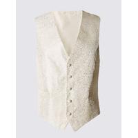 M&S Collection Pure Silk 5 Button Floral Waistcoat