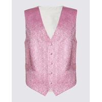 M&S Collection Pure Silk 5 Button Floral Waistcoat