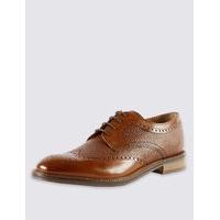 M&S Collection Luxury Leather Contrasting Sole Brogue Shoes