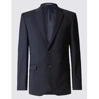 M&S Collection Navy Striped Tailored Fit Jacket