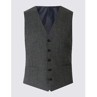 M&S Collection Grey Textured Tailored Fit Waistcoat