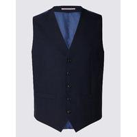 M&S Collection Luxury Navy Regular Fit Wool Waistcoat