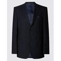 M&S Collection Luxury Navy Striped Regular Fit Wool Jacket