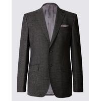 M&S Collection Luxury Charcoal Textured Regular Fit Wool Jacket