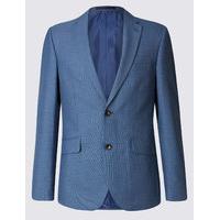 ms collection blue textured tailored fit jacket