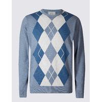 M&S Collection Pure Cotton Argyle Jumper