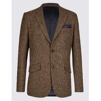 ms collection luxury pure wool regular fit harris tweed jacket