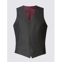 M&S Collection Charcoal Textured Slim Fit Waistcoat