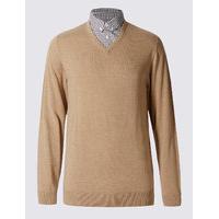 ms collection cotton rich mock shirt jumper