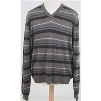 M&S, size M brown mix striped extrafine lambswool jumper