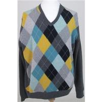 M&S size XL grey, yellow & turquoise mix argyle jumper