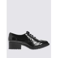 M&S Collection Wide Fit Block Heel Lace-up Brogue Shoes