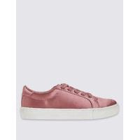 M&S Collection Lace-up Satin Velvet Trainers