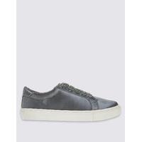 M&S Collection Lace-up Satin Velvet Trainers